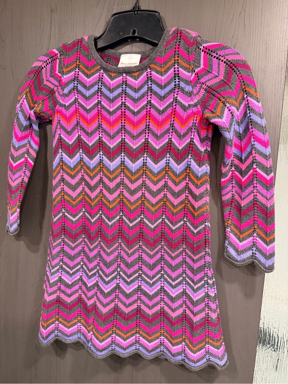 Hanna Andersson Chevron Knit Dress in Pink, Gray & Purple